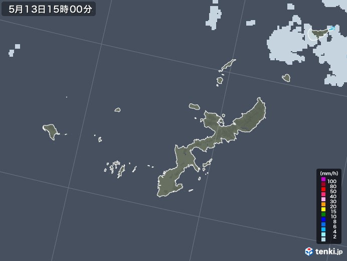 沖縄県の雨雲レーダー(2020年05月13日)