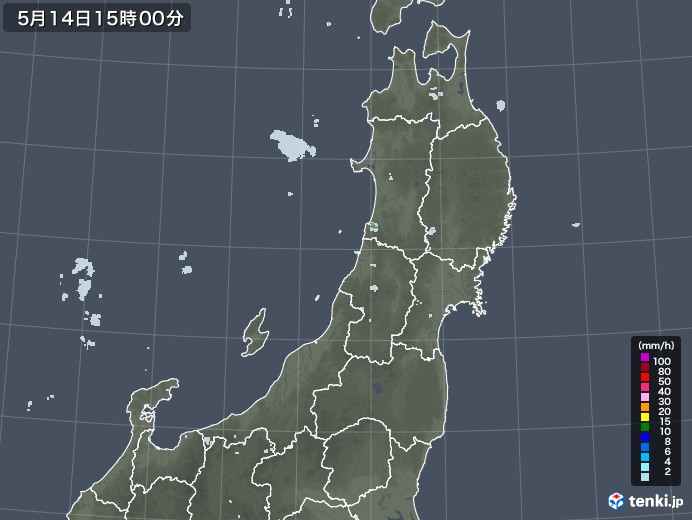 東北地方の雨雲レーダー(2020年05月14日)