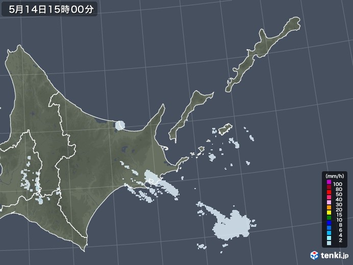 道東の雨雲レーダー(2020年05月14日)