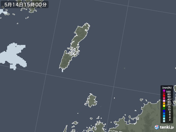 壱岐・対馬(長崎県)の雨雲レーダー(2020年05月14日)