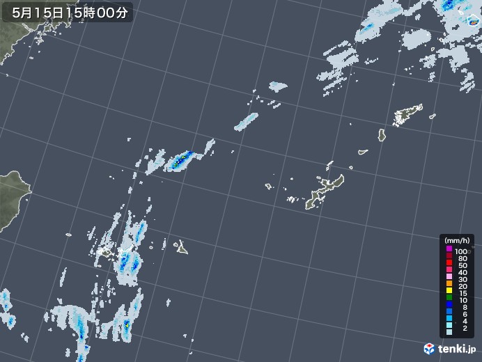 沖縄地方の雨雲レーダー(2020年05月15日)