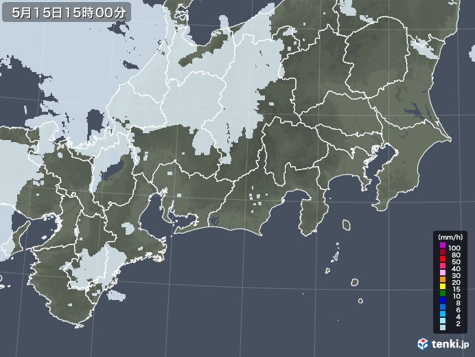 東海地方の雨雲レーダー(2020年05月15日)