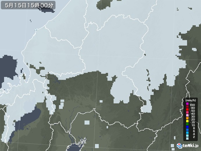 岐阜県の雨雲レーダー(2020年05月15日)
