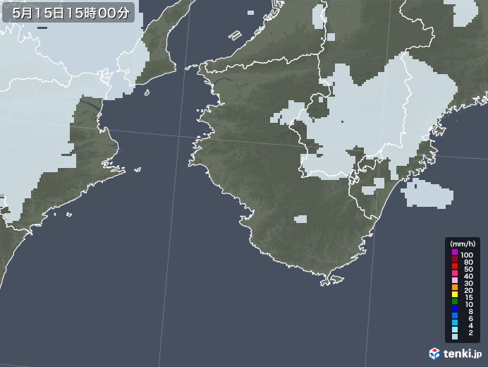 和歌山県の雨雲レーダー(2020年05月15日)