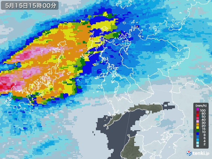 長崎県の雨雲レーダー(2020年05月15日)