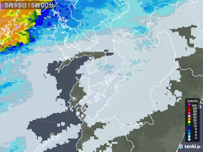 熊本県の雨雲レーダー(2020年05月15日)