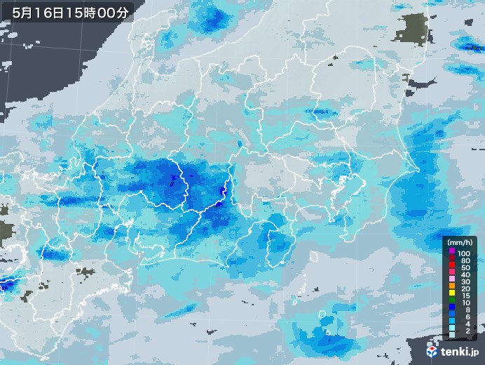 関東・甲信地方の雨雲レーダー(2020年05月16日)