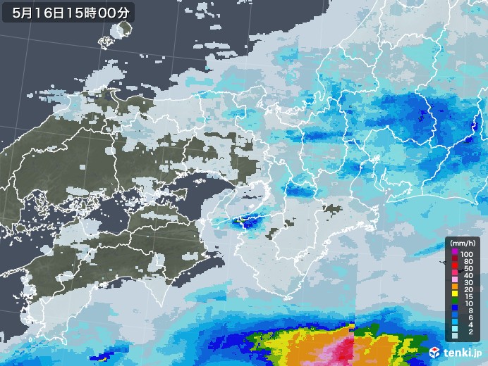 近畿地方の雨雲レーダー(2020年05月16日)