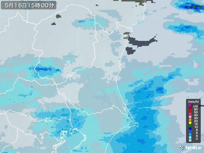 茨城県の雨雲レーダー(2020年05月16日)