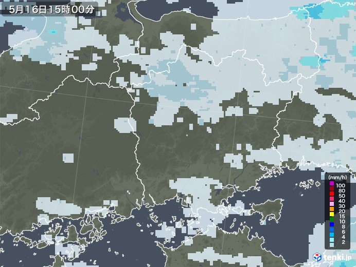岡山県の雨雲レーダー(2020年05月16日)