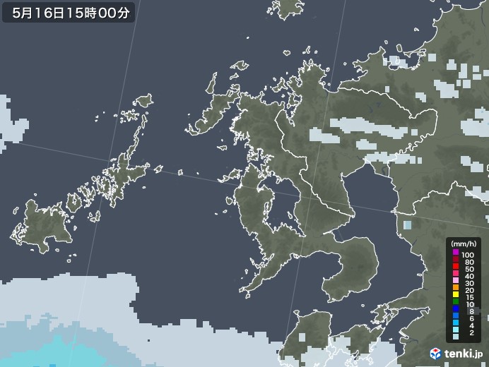 長崎県の雨雲レーダー(2020年05月16日)