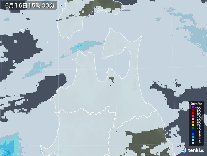 青森県の雨雲レーダー(2020年05月16日)