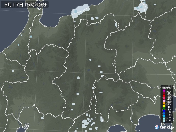 長野県の雨雲レーダー(2020年05月17日)