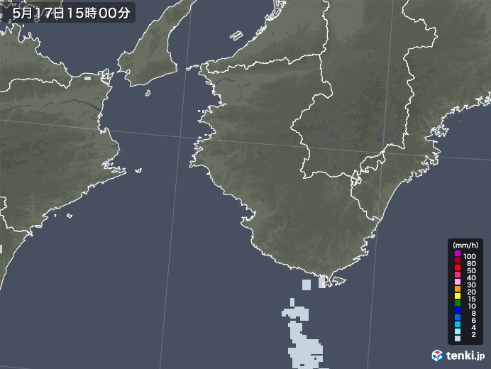 和歌山県の雨雲レーダー(2020年05月17日)
