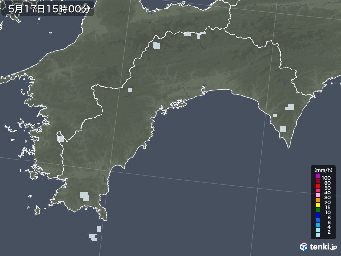 高知県の雨雲レーダー(2020年05月17日)