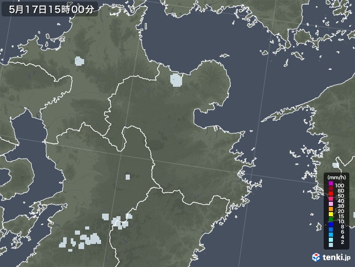 大分県の雨雲レーダー(2020年05月17日)