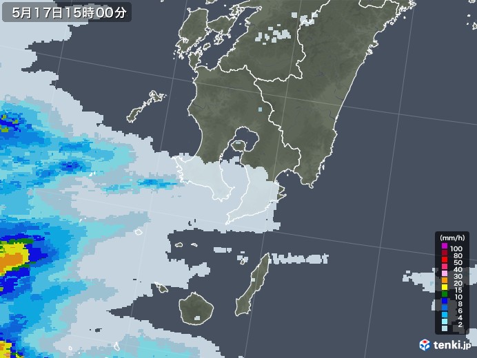 鹿児島県の雨雲レーダー(2020年05月17日)