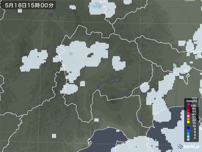 山梨県の雨雲レーダー(2020年05月18日)