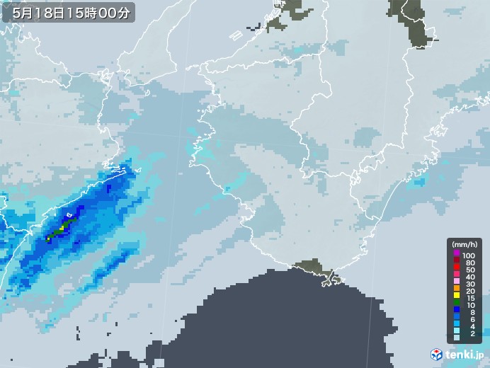 和歌山県の雨雲レーダー(2020年05月18日)