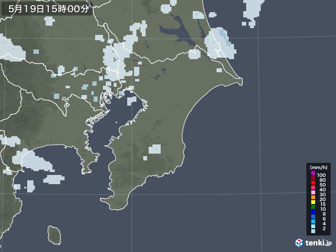 千葉県の雨雲レーダー(2020年05月19日)