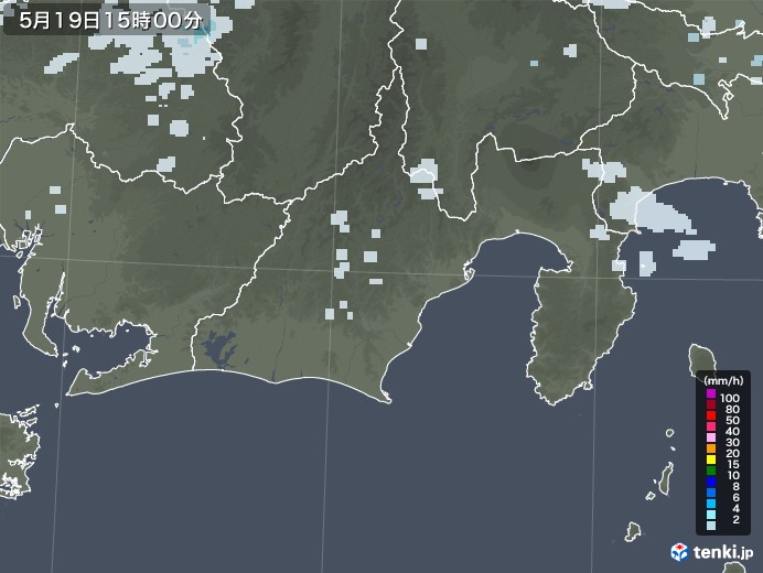 静岡県の雨雲レーダー(2020年05月19日)