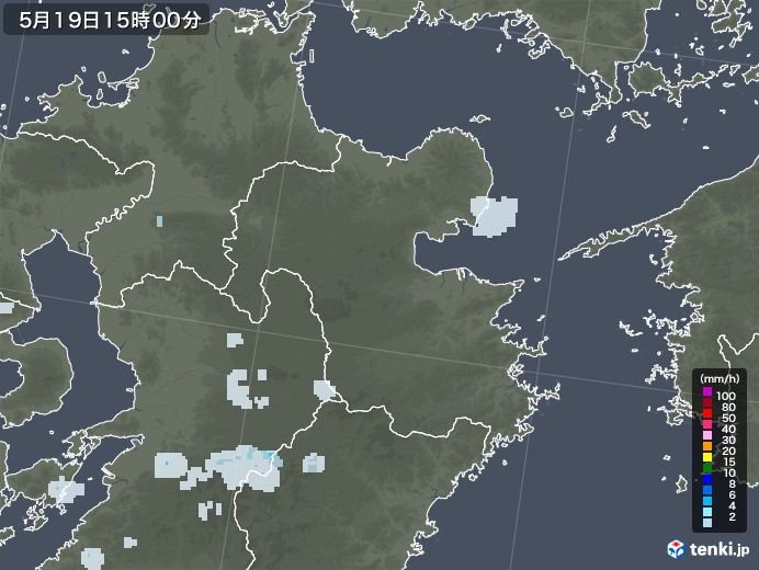大分県の雨雲レーダー(2020年05月19日)