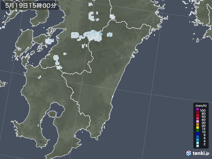 宮崎県の雨雲レーダー(2020年05月19日)