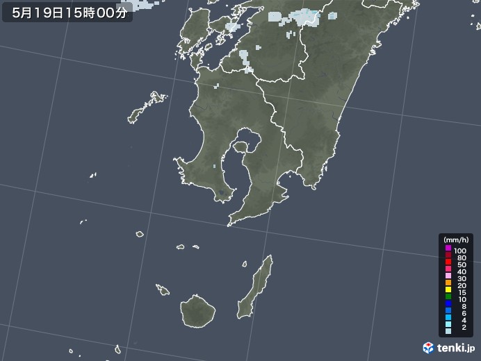 鹿児島県の雨雲レーダー(2020年05月19日)