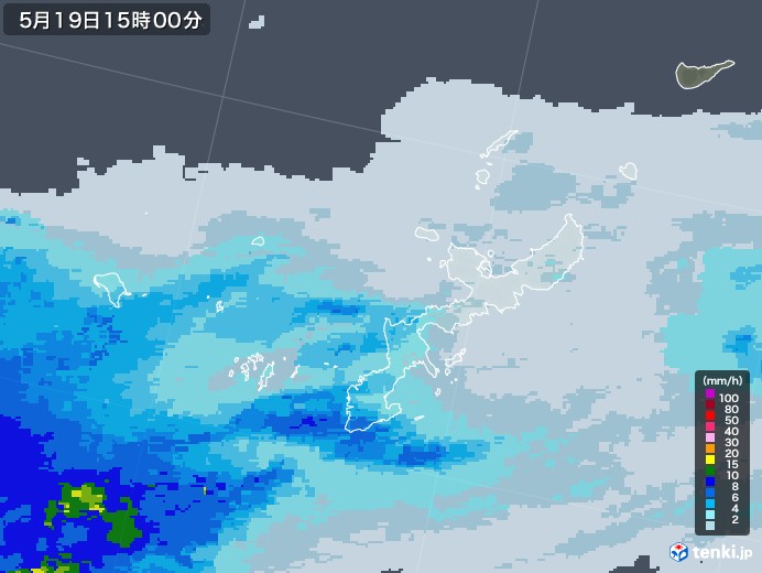 沖縄県の雨雲レーダー(2020年05月19日)