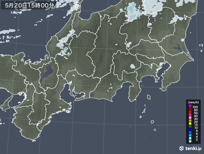 東海地方の雨雲レーダー(2020年05月20日)