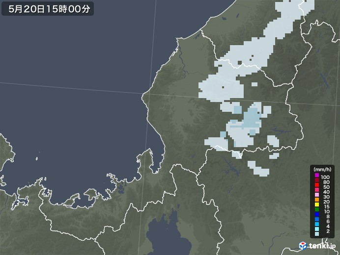福井県の雨雲レーダー(2020年05月20日)