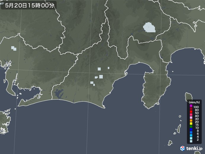 静岡県の雨雲レーダー(2020年05月20日)