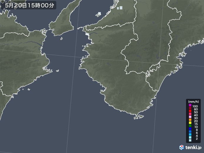 和歌山県の雨雲レーダー(2020年05月20日)