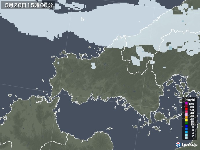 山口県の雨雲レーダー(2020年05月20日)