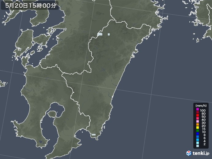宮崎県の雨雲レーダー(2020年05月20日)