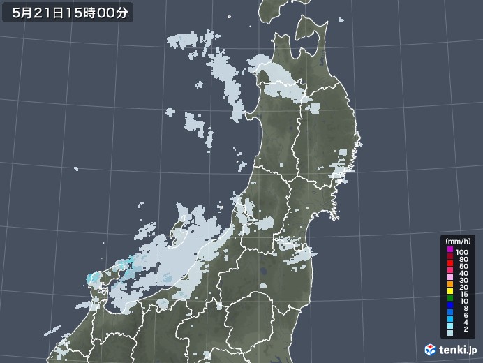 東北地方の雨雲レーダー(2020年05月21日)