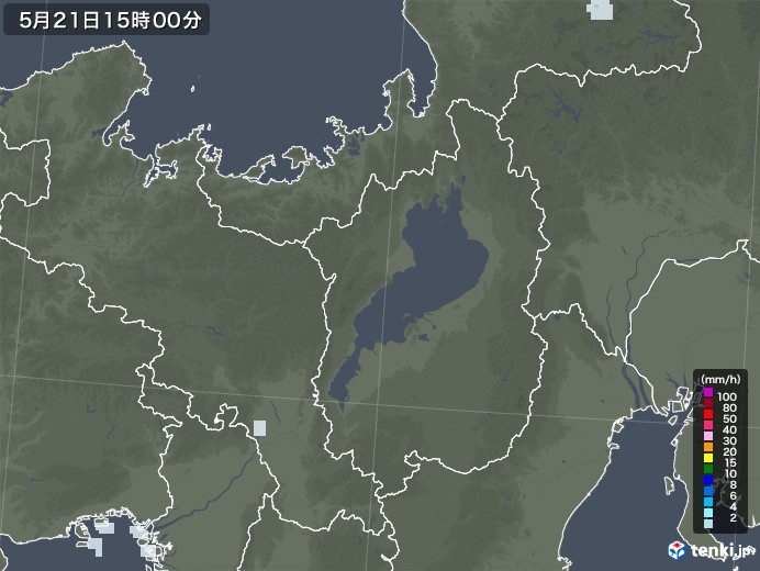 滋賀県の雨雲レーダー(2020年05月21日)