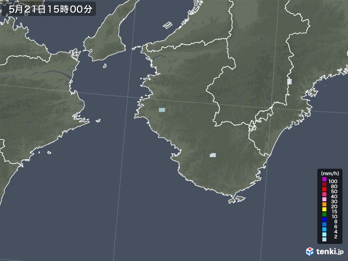 和歌山県の雨雲レーダー(2020年05月21日)