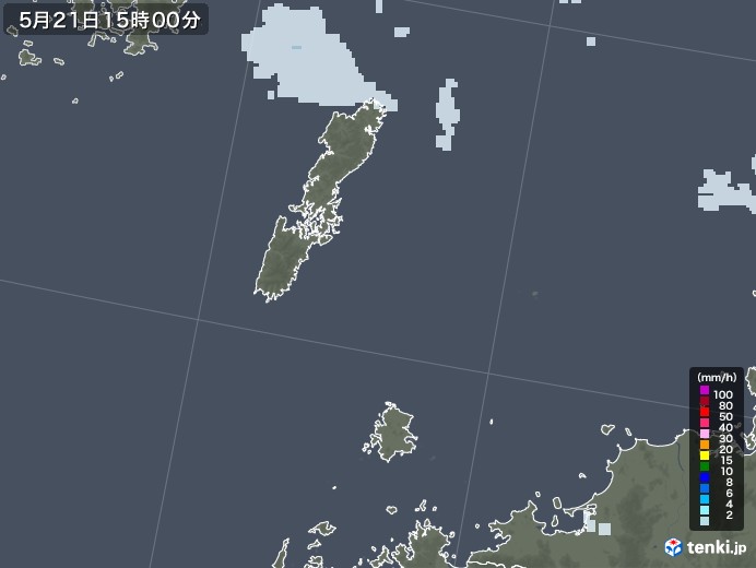壱岐・対馬(長崎県)の雨雲レーダー(2020年05月21日)
