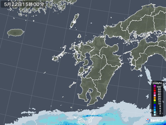 九州地方の雨雲レーダー(2020年05月22日)