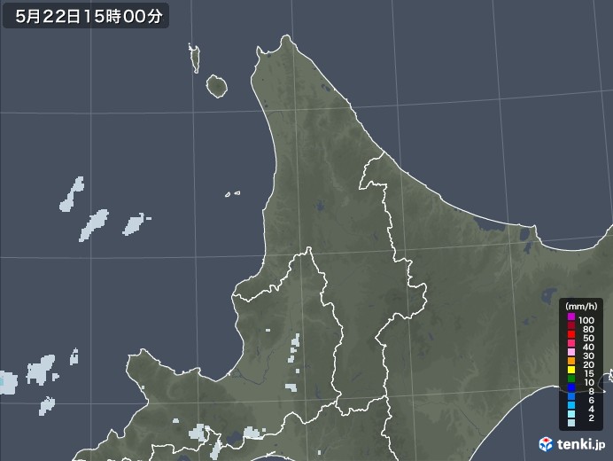 道北の雨雲レーダー(2020年05月22日)