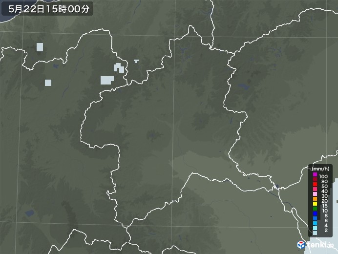 群馬県の雨雲レーダー(2020年05月22日)