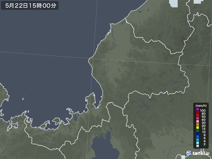 福井県の雨雲レーダー(2020年05月22日)