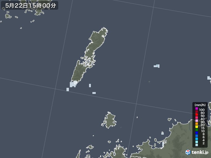 壱岐・対馬(長崎県)の雨雲レーダー(2020年05月22日)
