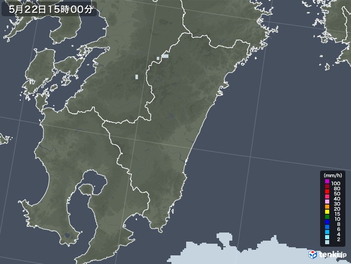 宮崎県の雨雲レーダー(2020年05月22日)