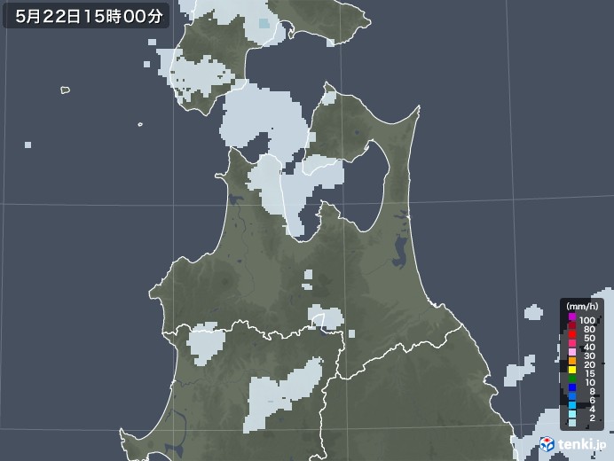 青森県の雨雲レーダー(2020年05月22日)
