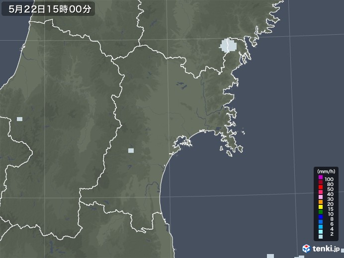 宮城県の雨雲レーダー(2020年05月22日)