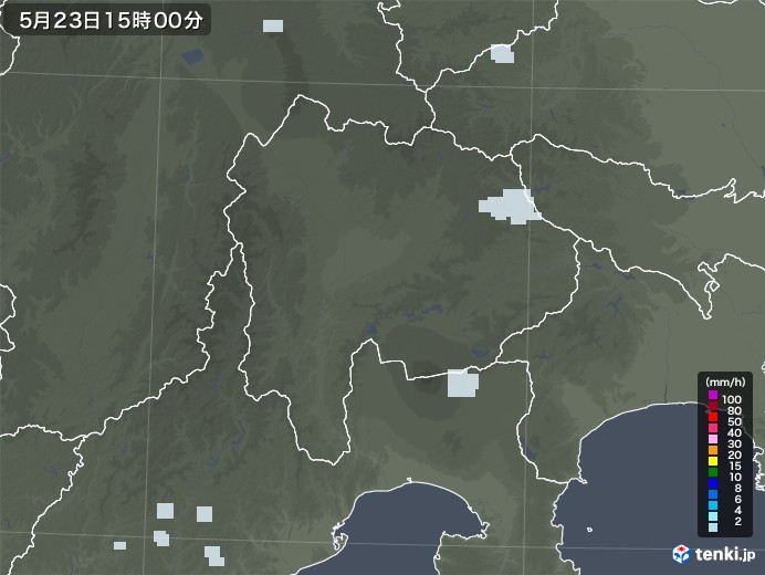 山梨県の雨雲レーダー(2020年05月23日)