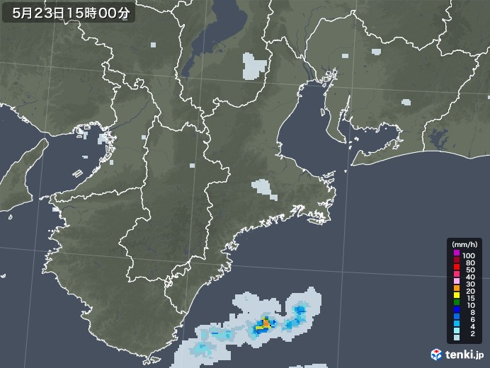 三重県の雨雲レーダー(2020年05月23日)