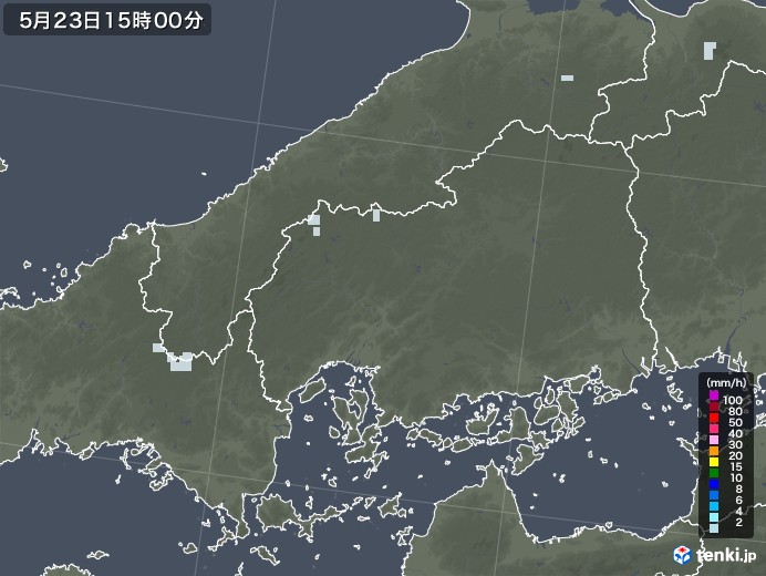 広島県の雨雲レーダー(2020年05月23日)